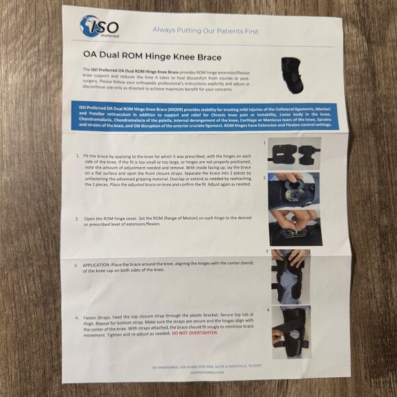 Iso Preferred OA Dual ROM Hinge Knee Brace! UNI ISO-KN209 ~ Brand New! - Picture 3 of 4